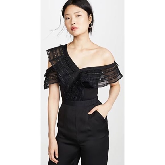 Self Portrait one shoulder Frilled Jumpsuit 6 - Picture 2 of 10